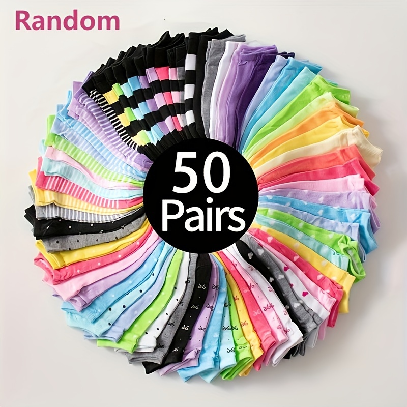 

10/30/50 Pairs Candy Colored Socks, Casual & Breathable Low Cut Ankle Socks, Women's Stockings & Hosiery