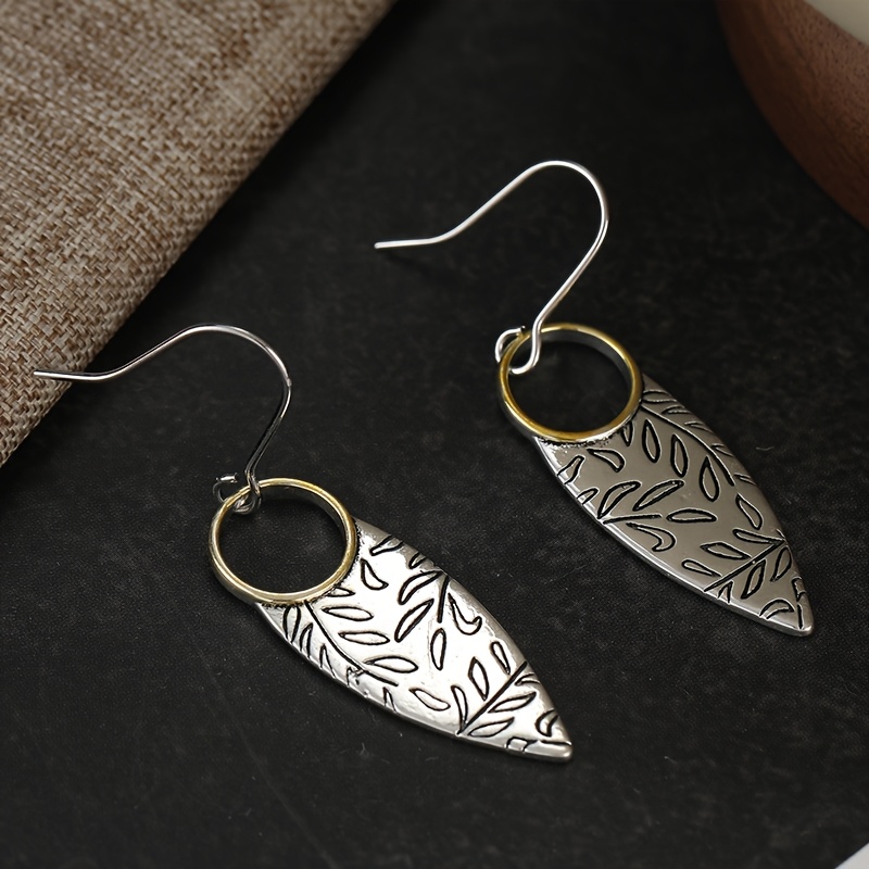 Women's Boho Chic Leaf Pattern Earrings, Handmade Style