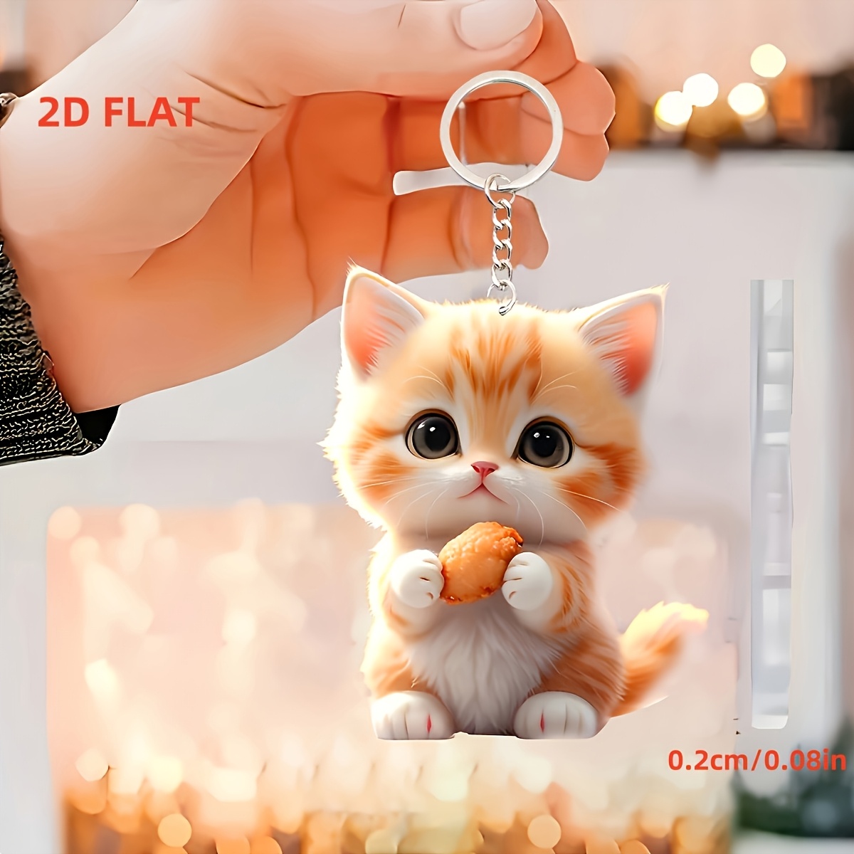 2d Flat Acrylic, A New Cute Cat Holiday Ornament Car Rearview Mirror Decoration Backpack Pendant, Women's Additions/ladies Keychain, Keychain Pendant, Birthday Gift, Christmas Gift