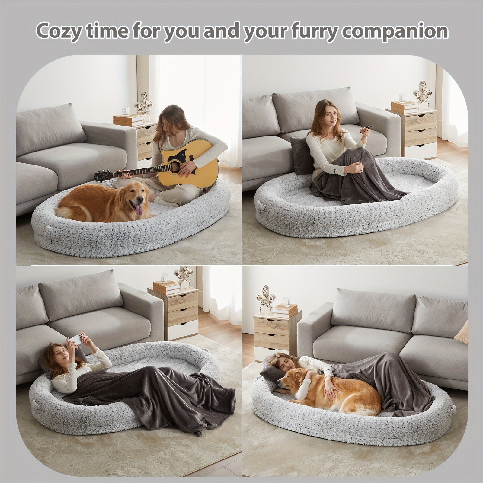 

Dog Bed Large Sized Dog, 71" X 46" Orthopedic Big Dog Bed With Egg Crate Foam, Extra Large Dog Bed With Washable Cover And Anti-slip Bottom For Human & Pets, Jumbo Dog Bed