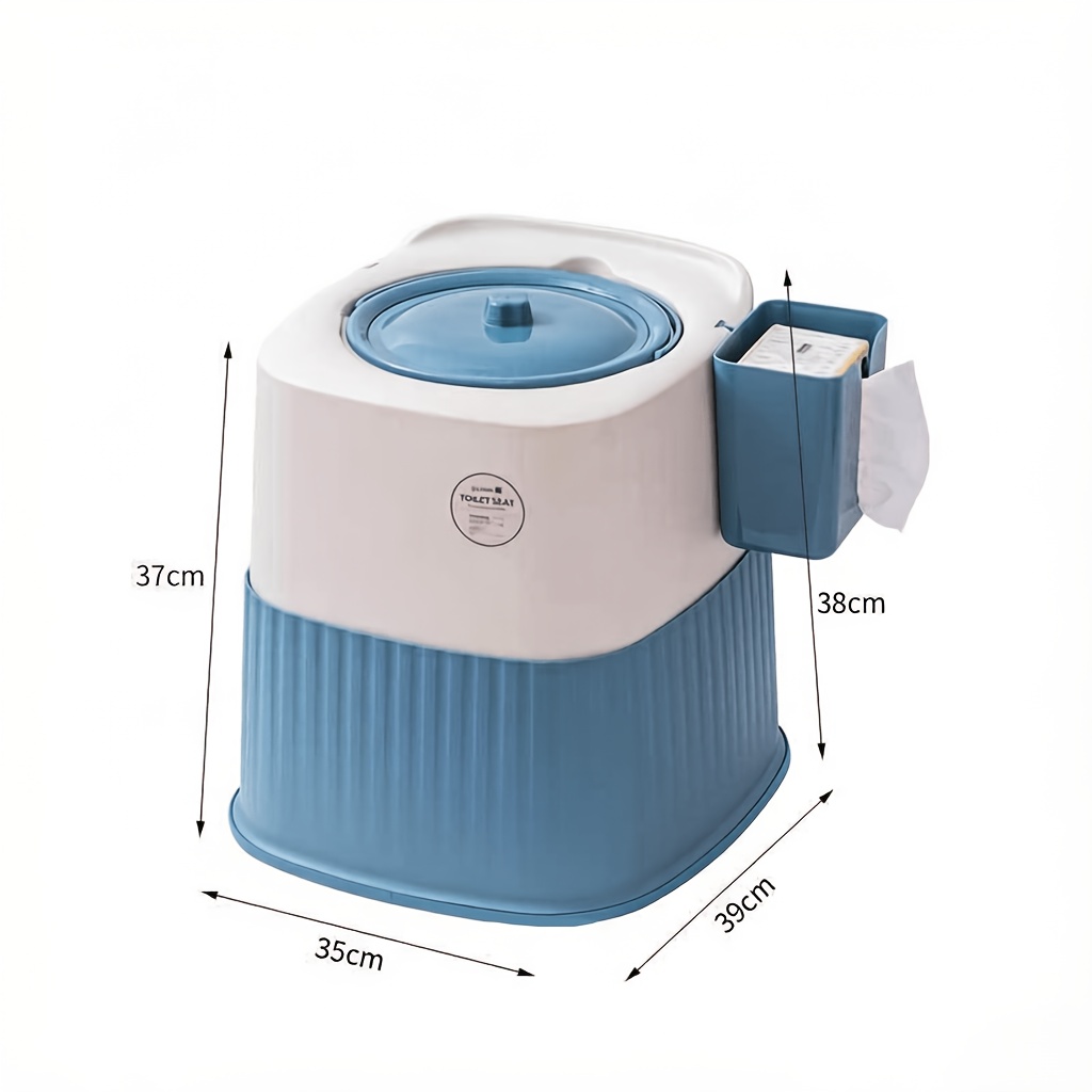 Image of 1pc Portable Toilet, Bedside Toilet, Outdoor Toilet, With Lid, Floor-standing, , Lightweight, No Electricity Required, Camping, Indoor, Outdoor