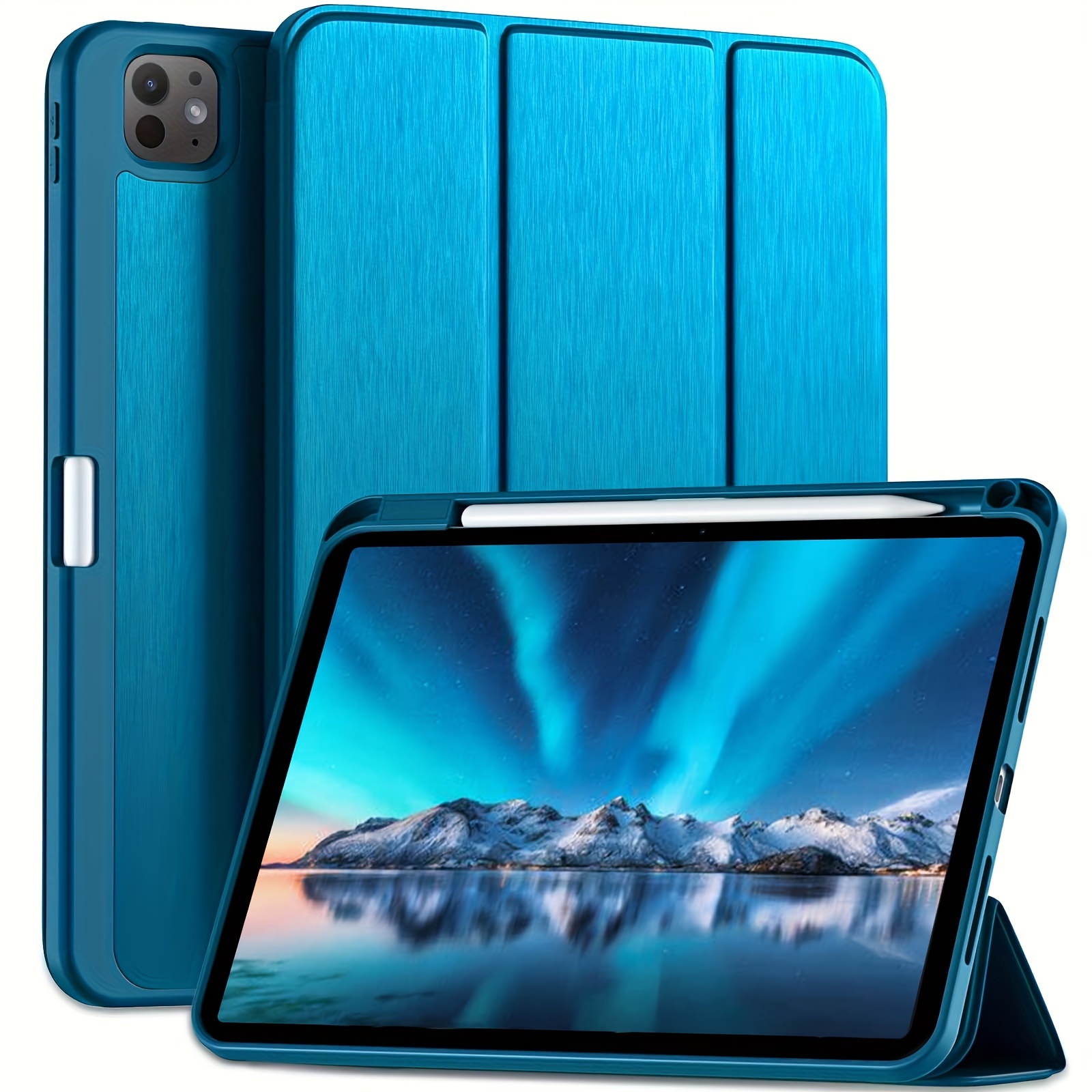 

New For Ipad Pro 11 Inch Case (m4, 5th ) With Pencil Holder, With Protective Trifold Stand & Soft Tpu Back, Auto Wake/sleep, Support Pencil Charging, Blue