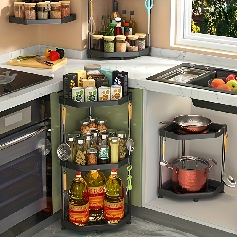 Spice Racks Kitchen Corner Multi layer Shelf Punching free Temu