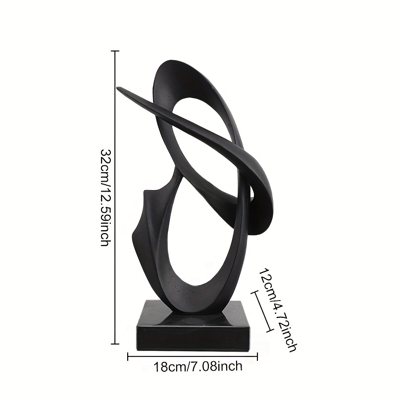 1pc Modern Abstract Creative Cast Iron Art Decoration Marble Base Black Simple Sculpture Desktop Soft Decoration