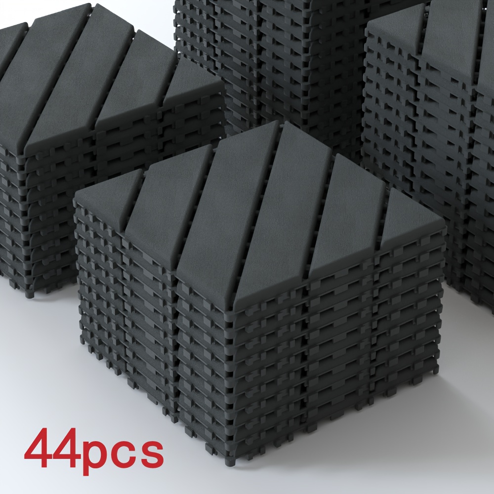 TEMU Plastic Interlocking Deck Tiles, 44 Pack Patio Deck Tiles, 12"x12" Square Waterproof Outdoor All Weather Use, Patio Decking Tiles For Poolside
