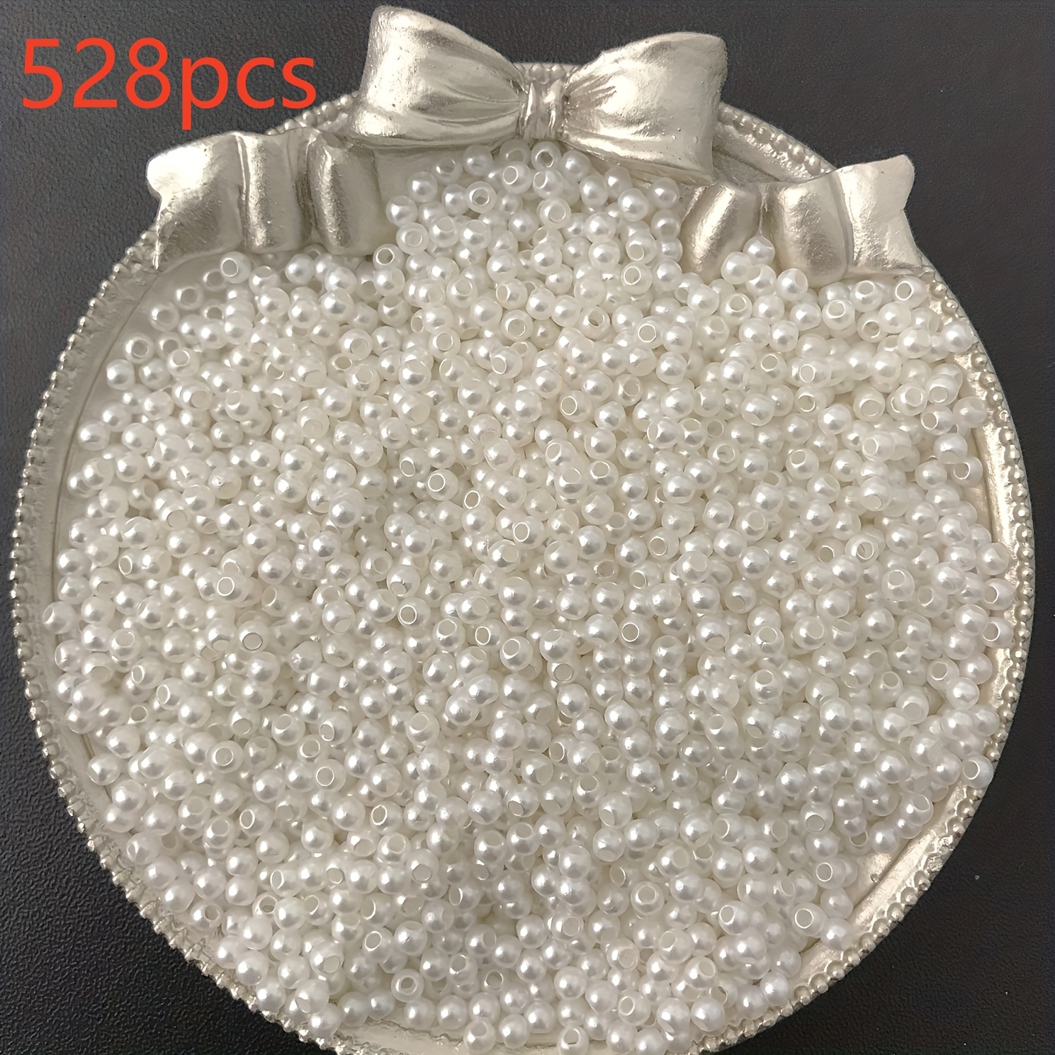 TEMU 528pcs 3mm Cream White & Acrylic Beads With Holes - Uniform Round Smooth Beads Suitable For Making, Bracelets, Necklaces, Home Crafts, Smooth