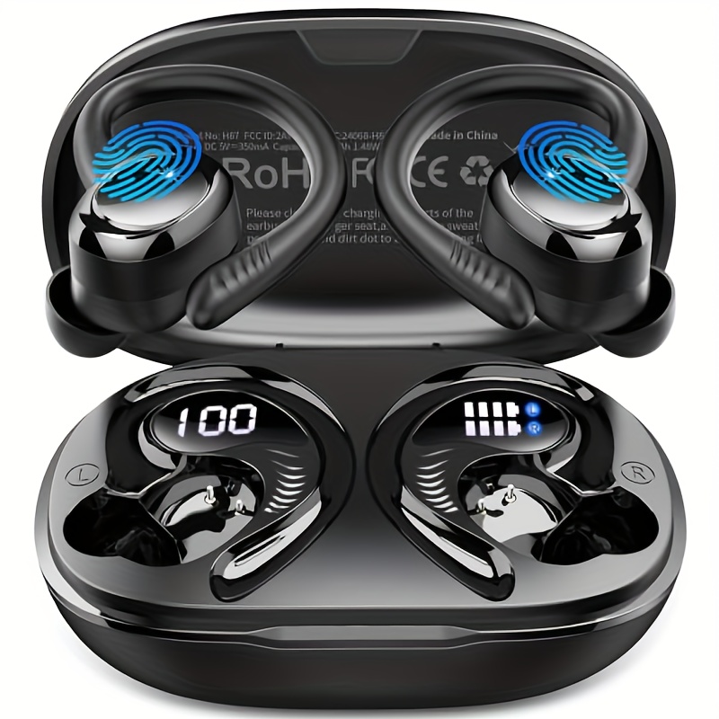 TEMU Q38 Wireless Earbuds Sports Earbuds, 2024 Wireless 5.3 Earbuds 3d High Fidelity Stereo Headworn Earbuds, 48 Hour Earloop Earbuds With Noise