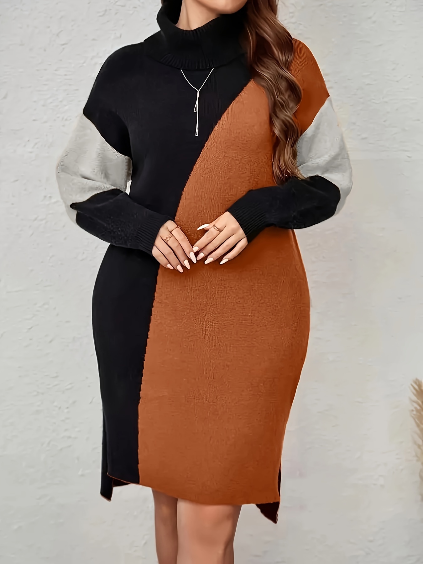 robe pull col roulé taille à couleur Temu Morocco