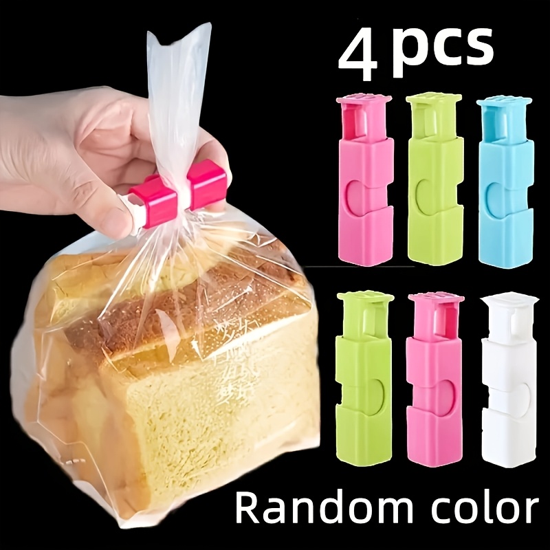 (random Color) 4pcs Article Sealing Clips, Plastic Bag -home Preservation Tools