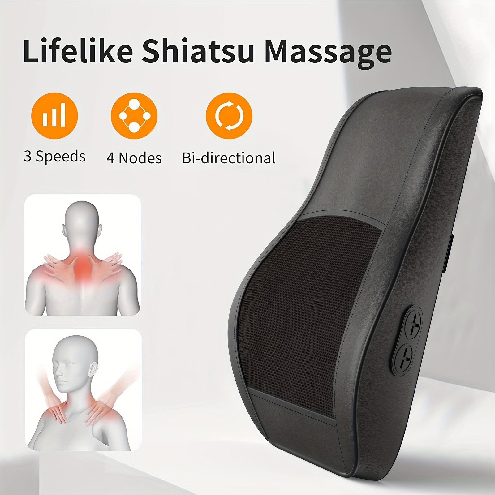 MASSTECK Masseur de dos Shiatsu avec chaleur, conçu pour les tissus profonds du cou, des épaules et du dos, offre 3 modes de massage et 2 niveaux de chauffage, offrant une expérience de pétrissage 3D pour le corps, parfait comme cadeau pour les mères, les pères, les femmes