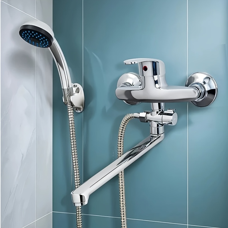 Image of Bathtub Faucet Bathroom Shower Faucet Shower Set Single Handle Wall Mounted Dual Spout Hot Cold Mixer Valve Nozzle Tap Bathroom
