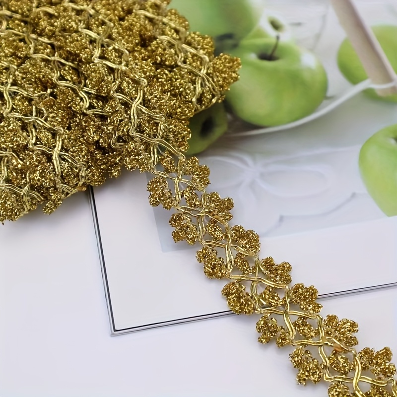 E-shop 4,5 Yards Goldener/Silberner Spitzenband Flechtband Metallic Kantenband zum Nähen, Kleiderverzierungen, Heimdekoration