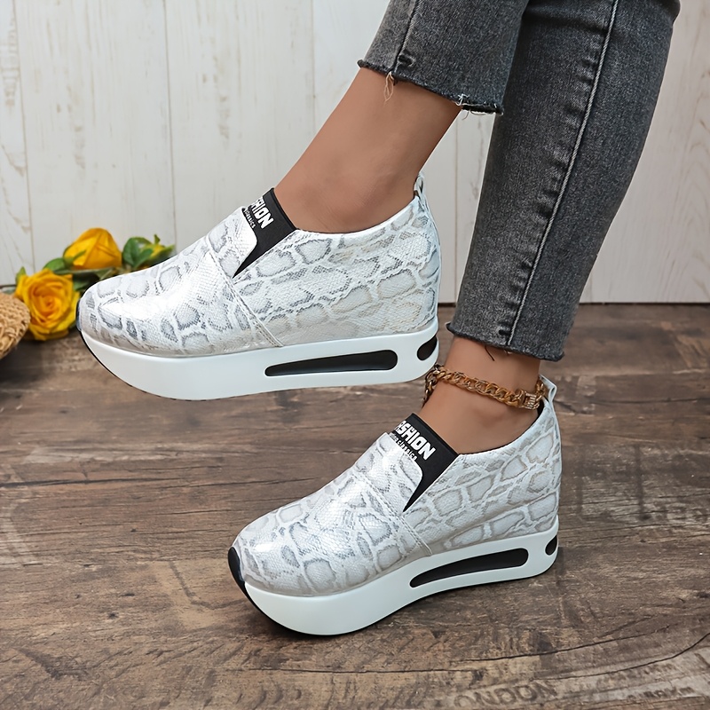 Athletic Shoe Journeys Wedge Sneakers Sport Shoes Snake Print