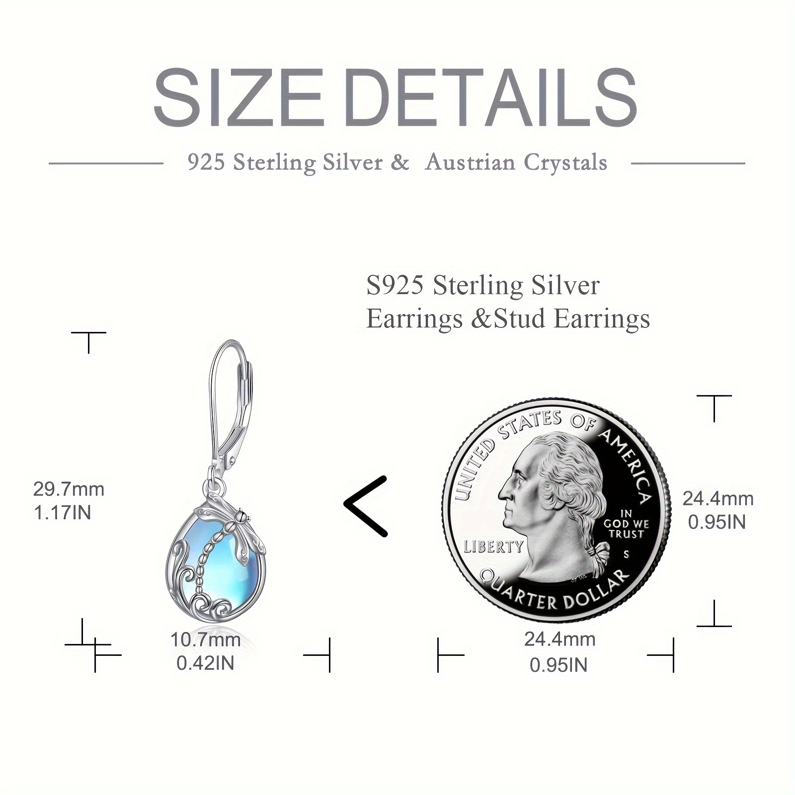 womens pure silvery french   earrings low allergy synthetic   925 pure silvery pendant earrings with bees hummingbirds dragonflies suitable for christmas gifts and anniversary gifts for mothers wives daughters and grandmothers Product details 5