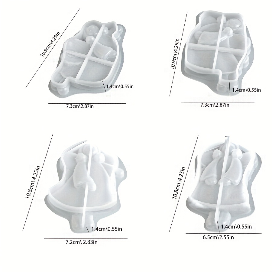 Image of Clay Mold 4pcs Pendant Molds Ponytail Skirt Wings Girl Gypsum Cement Molds Standing Flying Girl Resin Molds Set