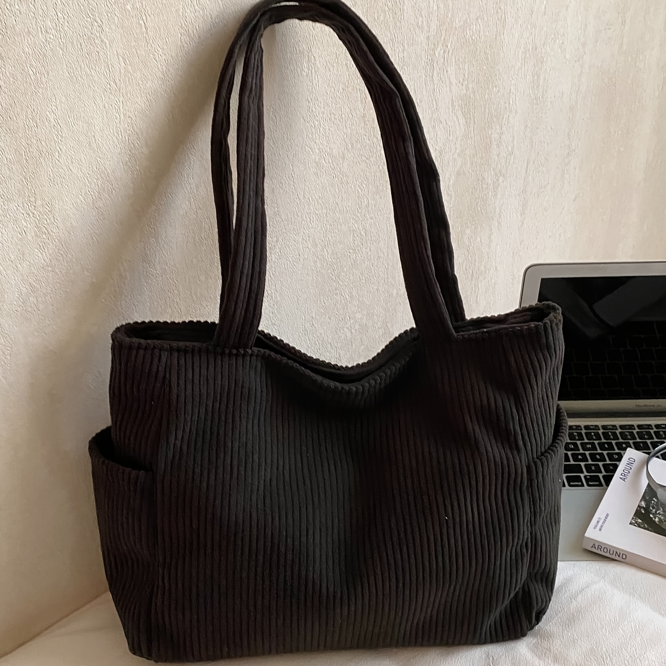 TEMU Bolso casual de negocios, estilo vacacional, gran capacidad, múltiples compartimentos, resistente al , asa, un solo , de , cierre de cremallera,