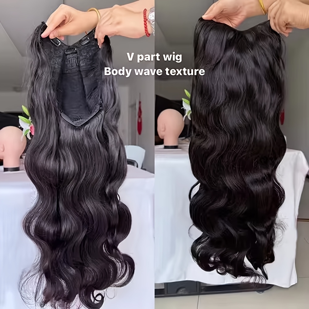 V Hair Wig Body Wave 250 Density No Leave Out No Sew-in Machine-made Deep Wave Looking Wigs Suitable For With Dense For Volume &