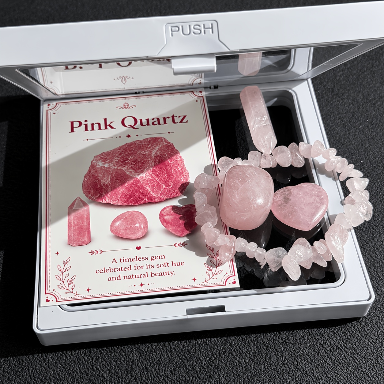 6pcs Bohemian Style Natural Crystal Chips Pink Quartz Bracelet Set