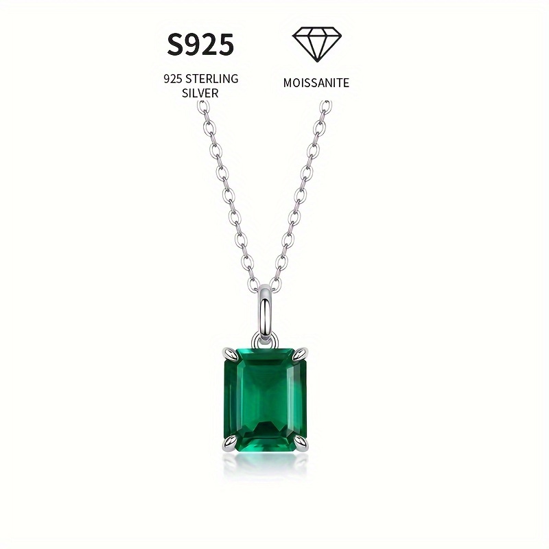 

1pc 2 Carat Laboratory-grown Emerald Pendant, S925 Silver Pendant For Men And Women, Engagement Wedding Anniversary, Valentine's Day Birthday Gift, Suitable For Daily Wear, Vacation, Wedding, Banquet