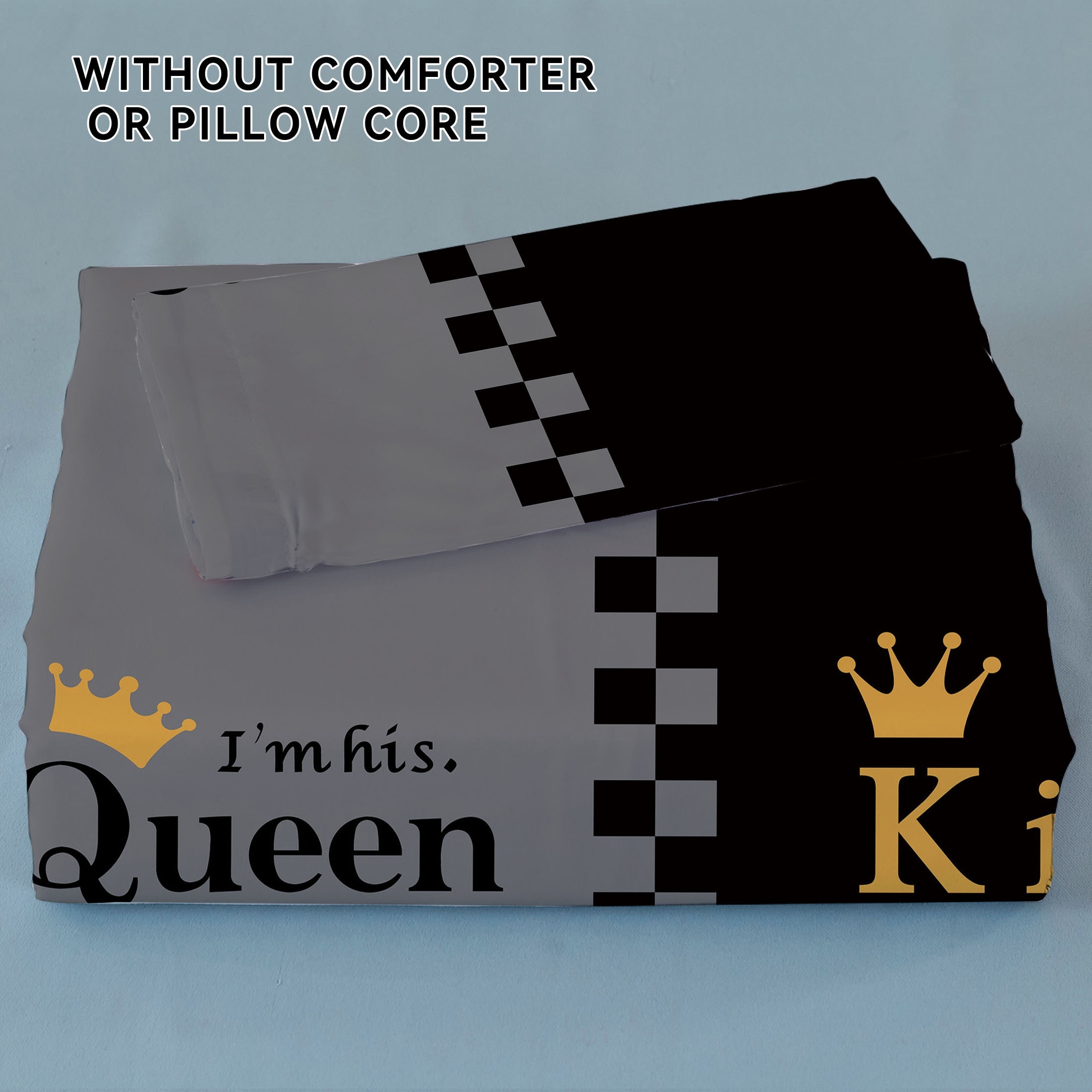 3pcs valentines day duvet cover set king queen   in black gray soft breathable polyester   1 duvet cover and 1 2 pillowcases zip closure machine washable for     couples bedding set   text bedding soft polyester fabric bedding duvet cover set Product details 8