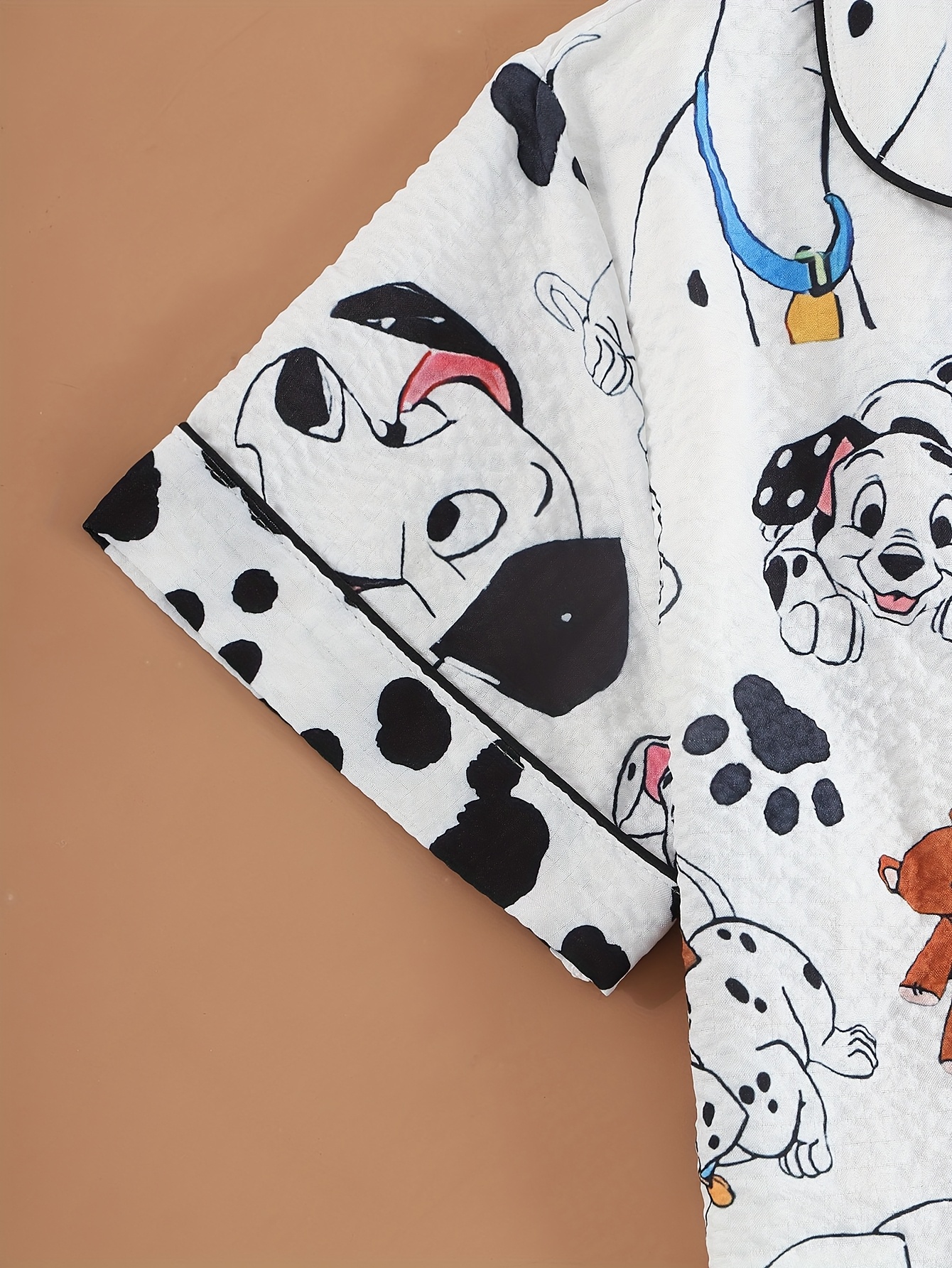 Conjunto de pijama de piezas para mujer de tema de dibujos animados de  101 Dalmatas, con estampado de dibujos animados, cuello de cor
