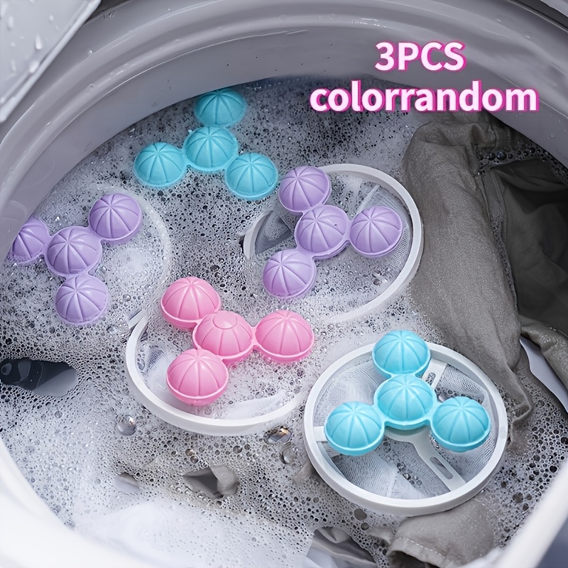 TEMU 3pcs Set: Random Color Laundry Balls, Floating Lint Remover, Clothing Cleaning Filter Mesh Bag, Lint Removal And Hair Catching Filter Bag,