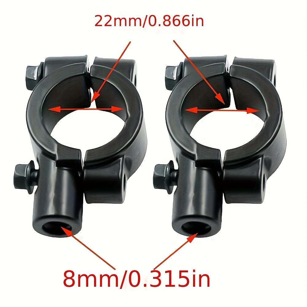 TEMU 2 Piezas Accesorios para Motocicleta Soporte de Espejo Retrovisor Plateado Tamaño 22mm 10mm 8mm