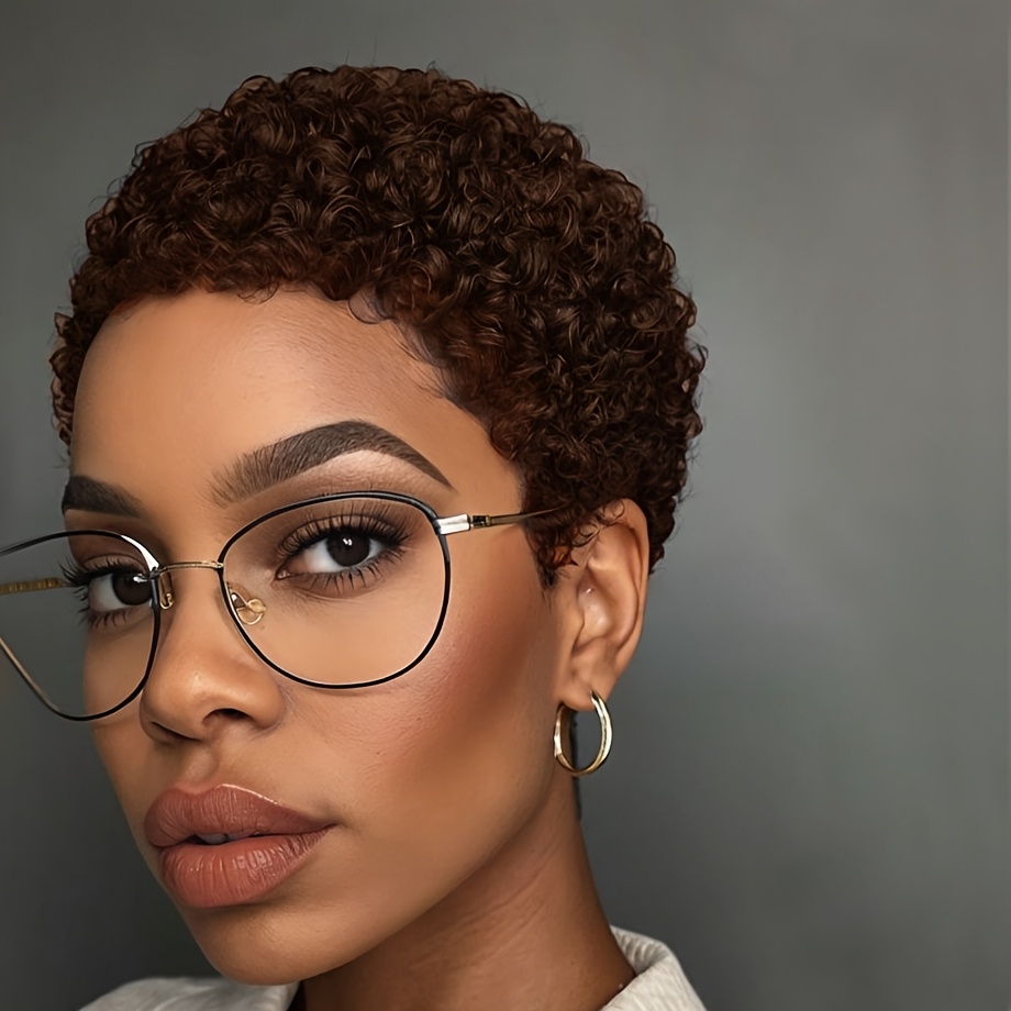 TEMU Short Afro Curly Wig Synthetic Curly Wigs For Women Short Pixiecut Curly Wig Short Hairstyles Wig Short Hair Wigs For Halloween, Christmas Party, Music Festival