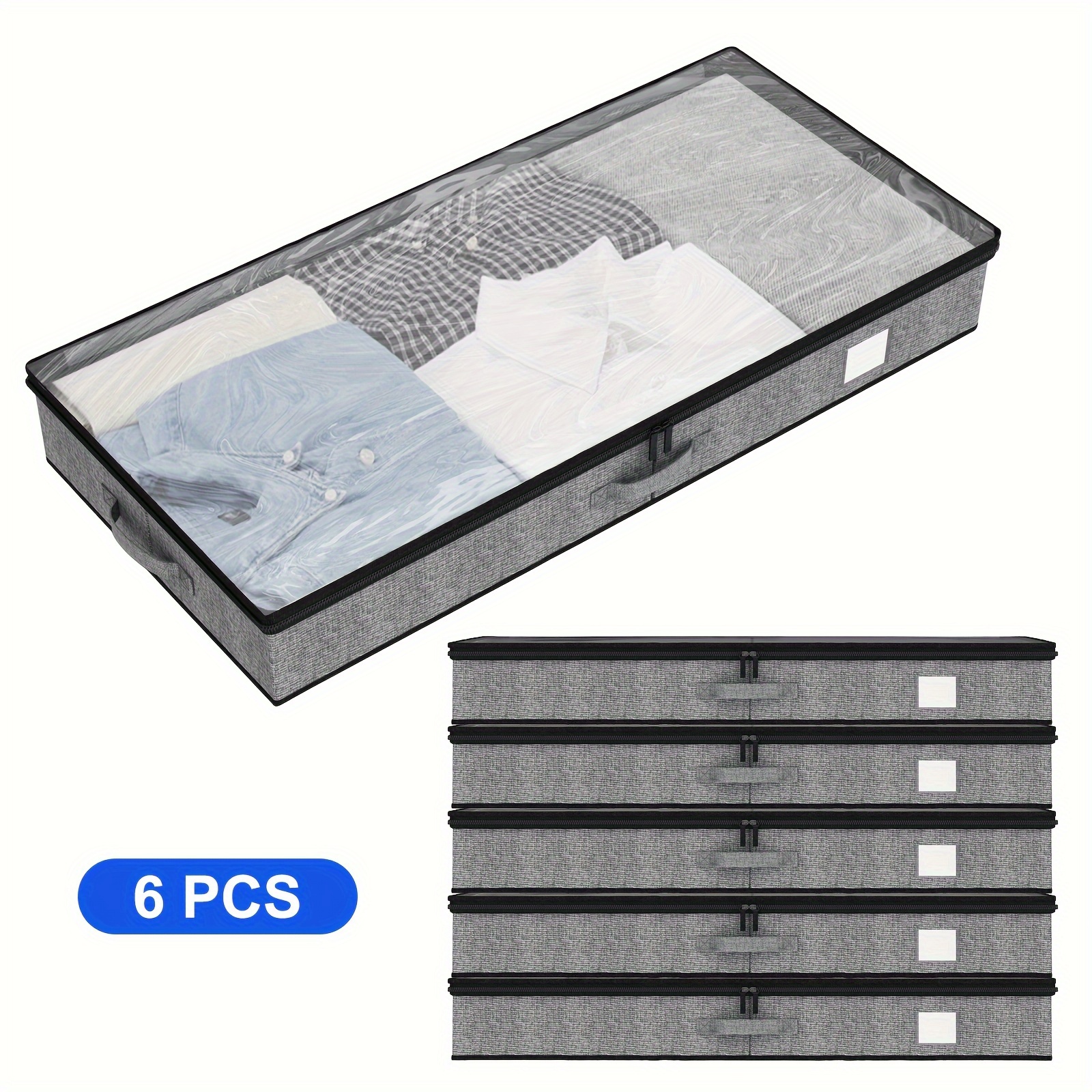 

6 Pcs 4.5 Inches, Under Bed Storage, Underbed Storage Containers, Under Bed Organizer Clothes Storage, Of And Easy To Find What You're Looking For