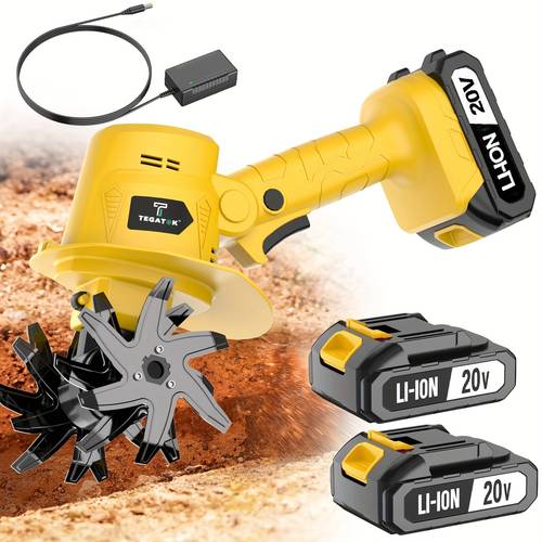 20v cordless cultivator electric garden lightweight handheld cultivator 9 inch tilling width 6 6 inch depth with 1 battery charger suitable for turning soil in courtyard farming