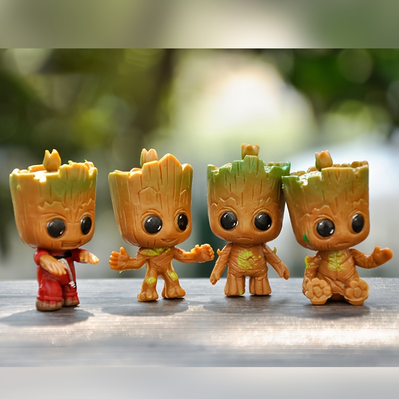 TEMU 4pcs Groot Action Figures - Collectible Pvc Collectible Figures With Vibrant Colors, Detailed Design & Dynamic Poses For Desk Decor,