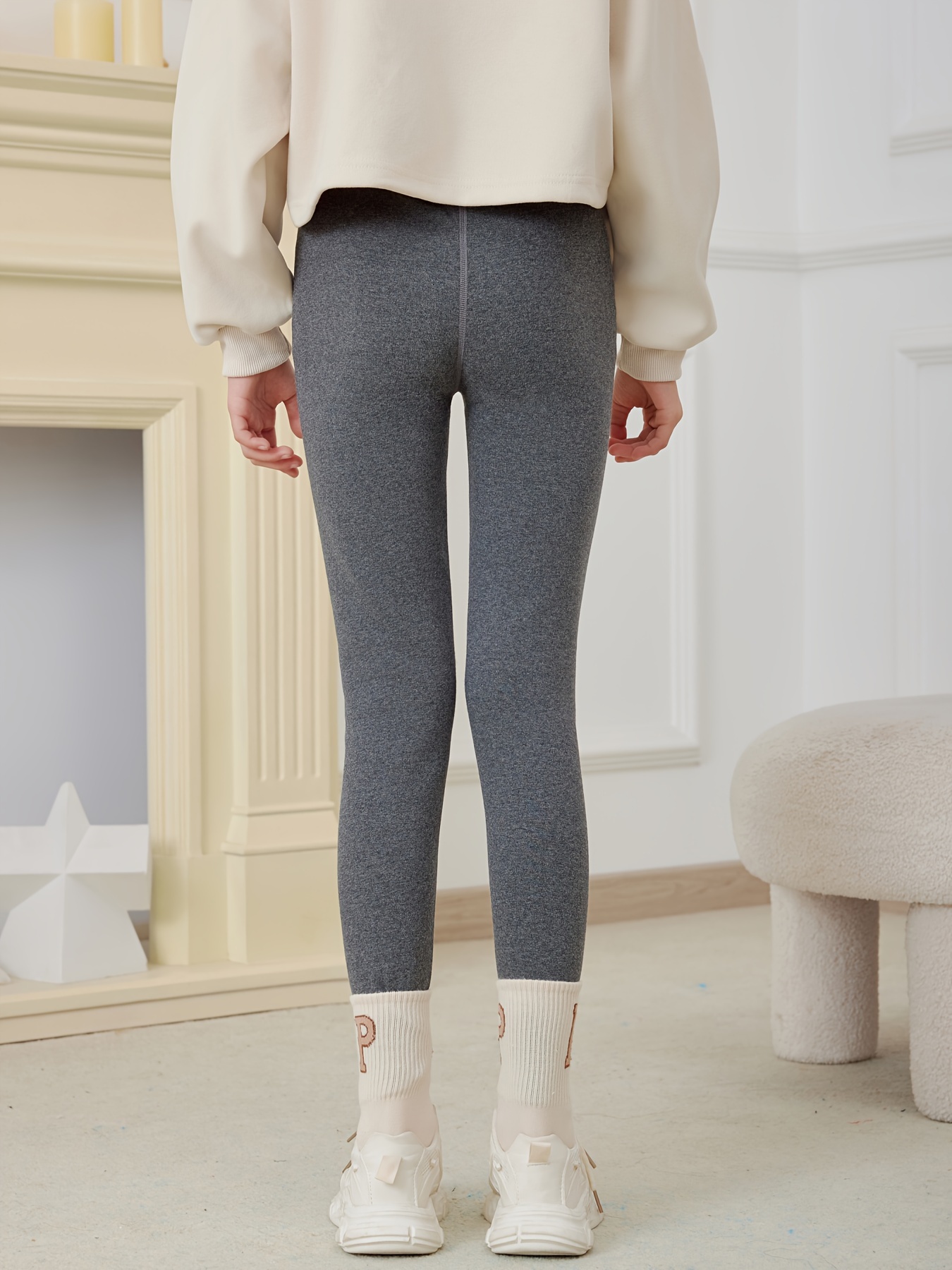 2pcs girls thermal leggings winter fleece like stretchy high