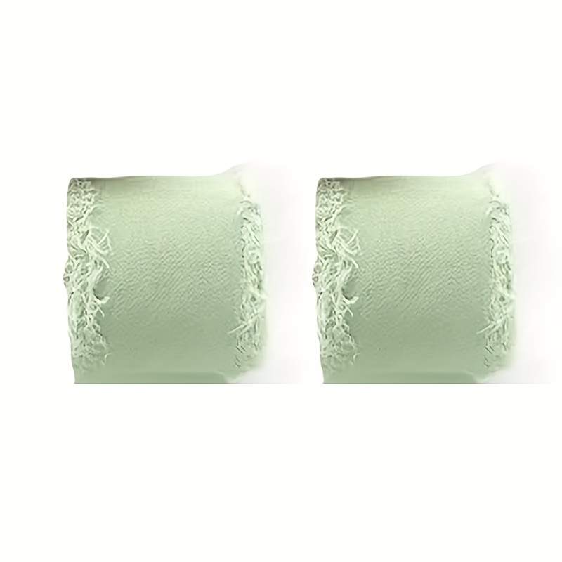Light Green Chiffon Ribbon, 4cm X 10meters, 2 Rolls, Handmade Tassel Ribbon With Frayed Edges For Gift Wrapping, Bridal Bouquet, Wedding Invitations, And Christmas Craft Decorations