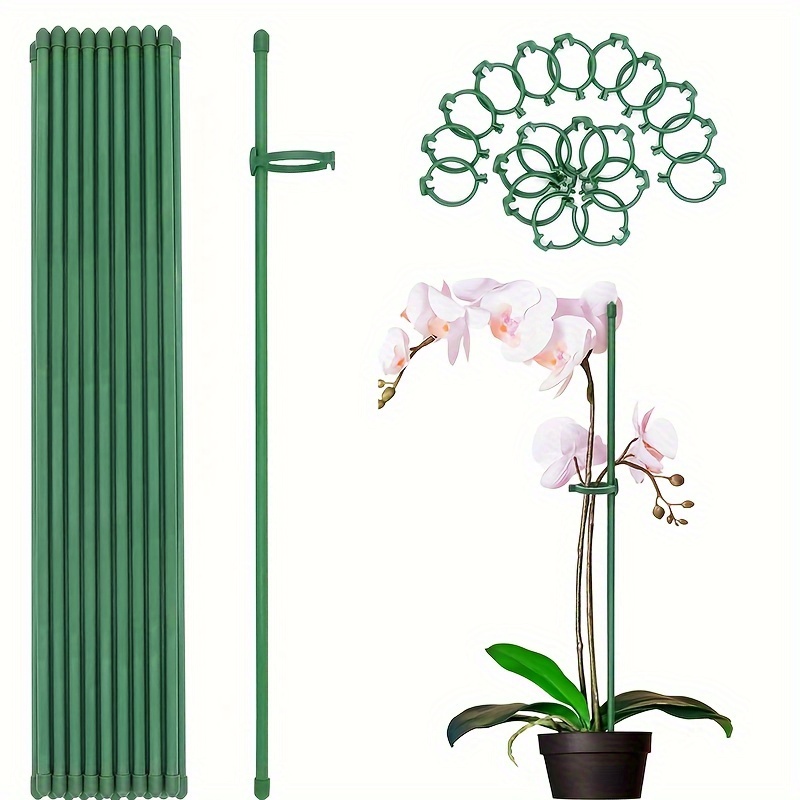 

5-piece Adjustable Garden Stakes With Clips - Versatile Plant Support Rods For Indoor & Outdoor Use, Ideal For Tomatoes, Roses, Vegetables & More