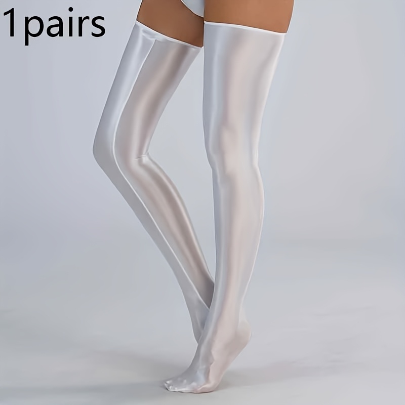 Image of 7/1 Pair Of Oily Slim High-waisted Over-the-knee Role-playing Socks Women's Long Stockings Smooth Thigh-highs For Casual Attire