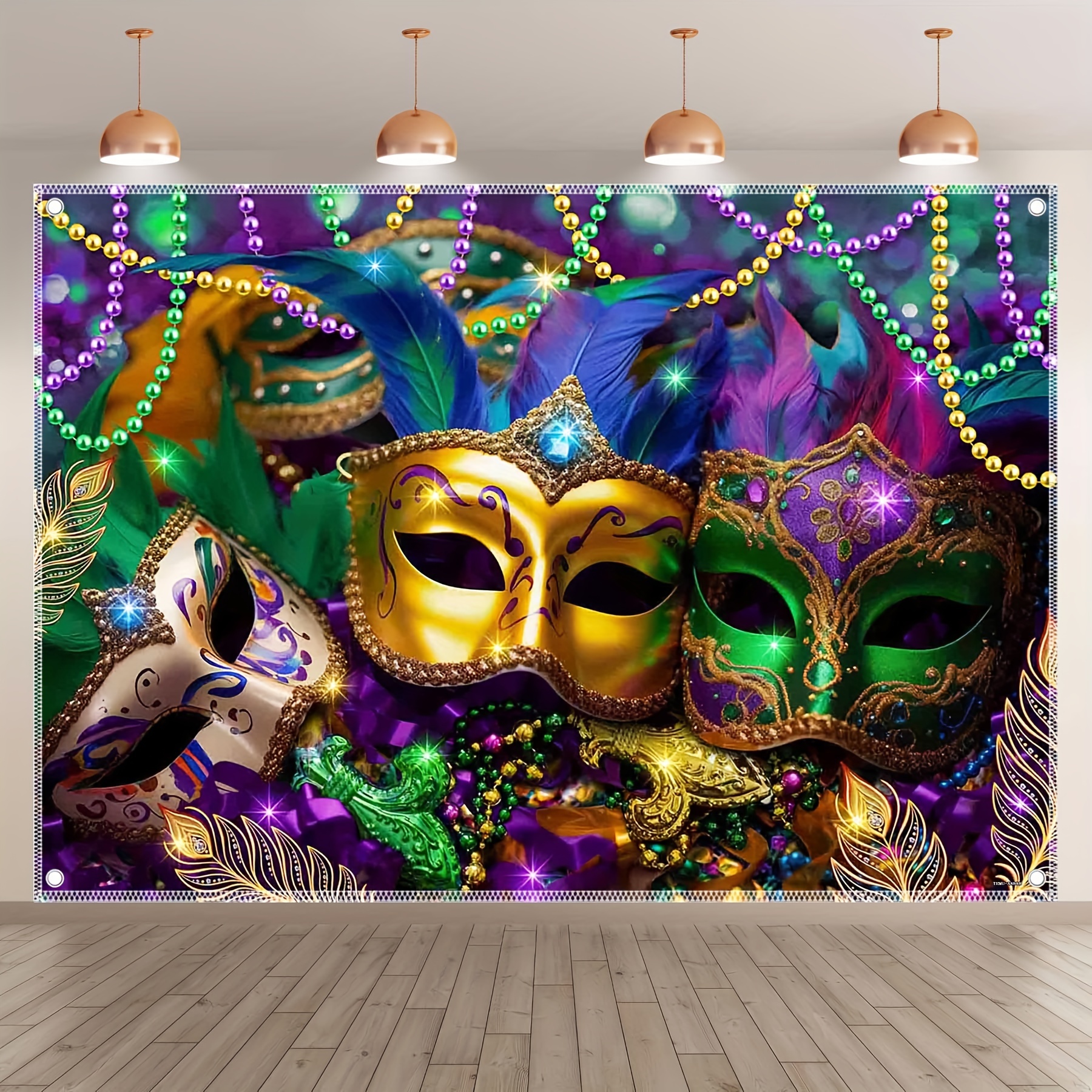 Mardi Gras Backdrop Masquerade Purple Gold Mask Feather Carnival  Photography Background Ladies Night Mardi Gras Birthday Dancing Party  Decorations Photo Shoot Props (8X6) : : Electronics