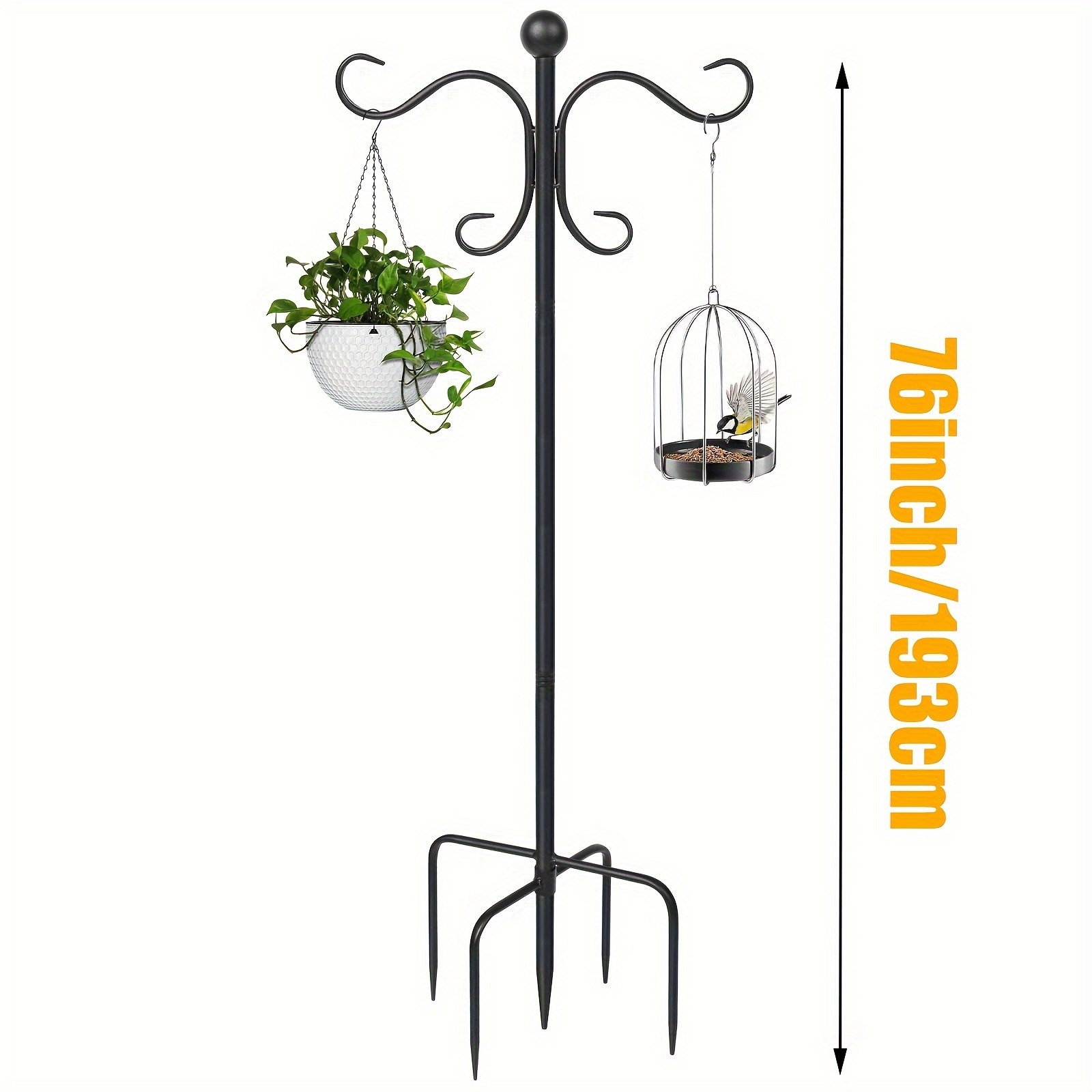 E-shop 76/92 Zoll Verstellbare Doppel-Schäferhund-Haken für Outdoor, Robuste, beidseitige Garten-Vogelhaus-Stange zum Aufhängen von Pflanzenkörben,