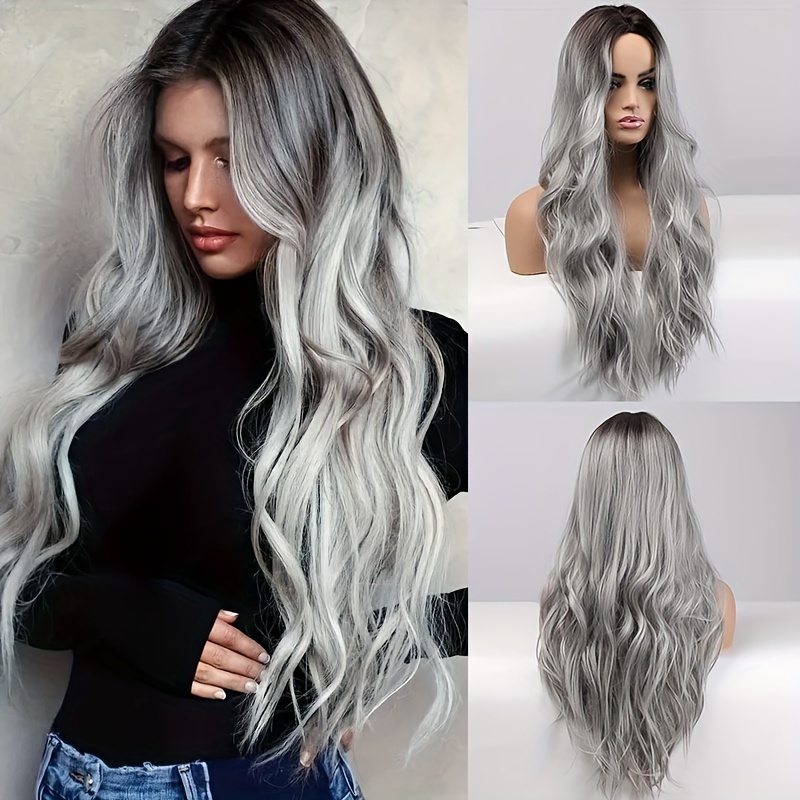 

Chic 26" Gray Long Curly Synthetic Wig For Women - , Heat Resistant, & Cosplay