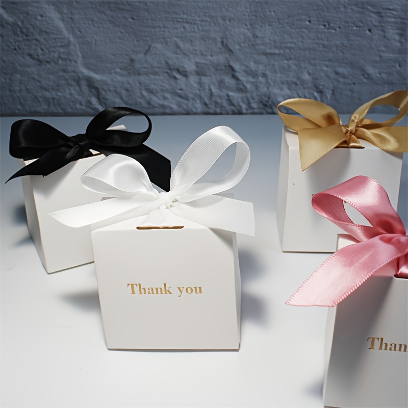 

25- 'thank You' Candy Boxes With Satin Ribbon - Paper Gift Boxes For Wedding, Birthday, Bachelor - Elegant Small Favors Packaging For