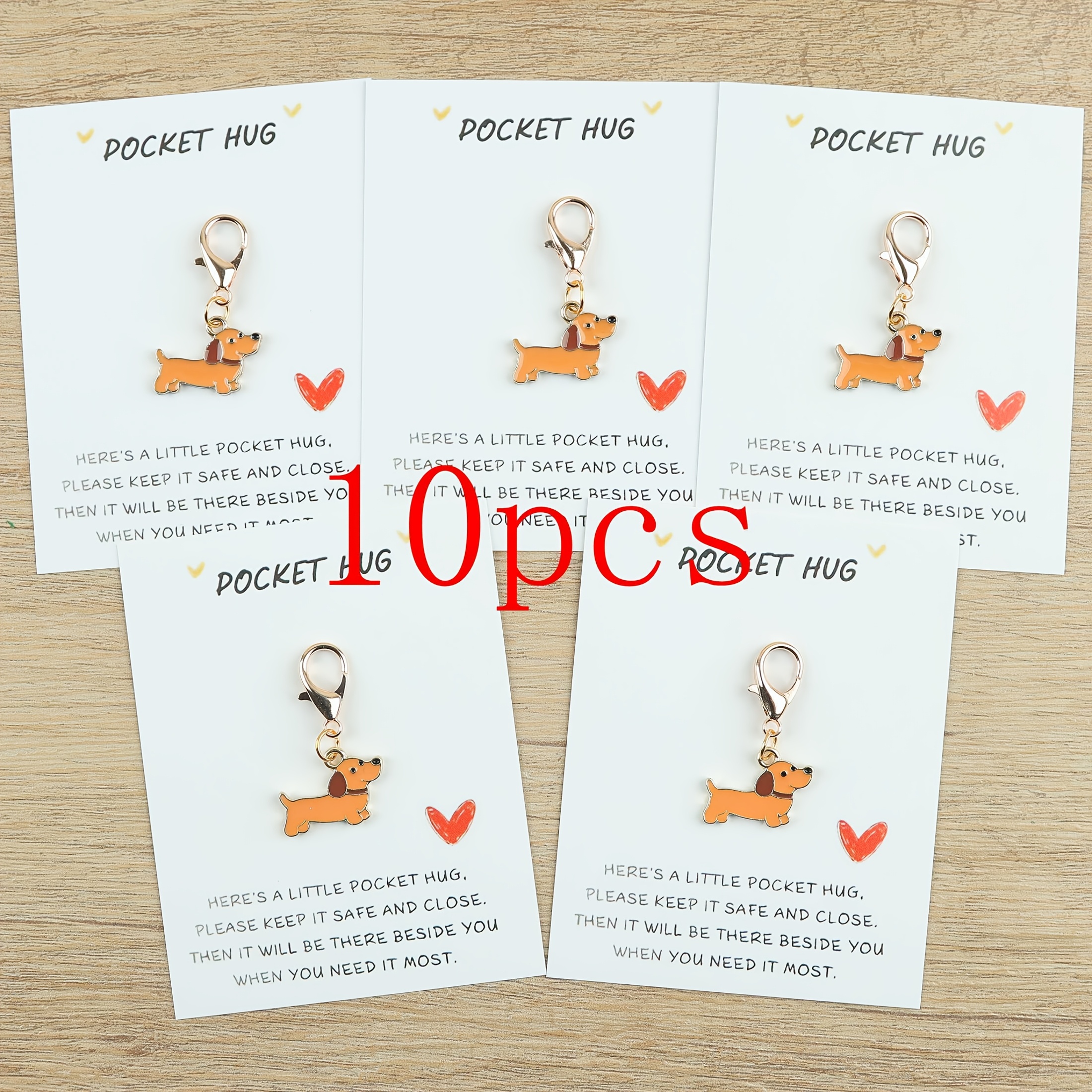 Image of 5pcs/10pcs Cute Dachshund Keychain, Orange Dog With Design. Includes Matching Card To Convey And Companionship, Perfect For Gifting