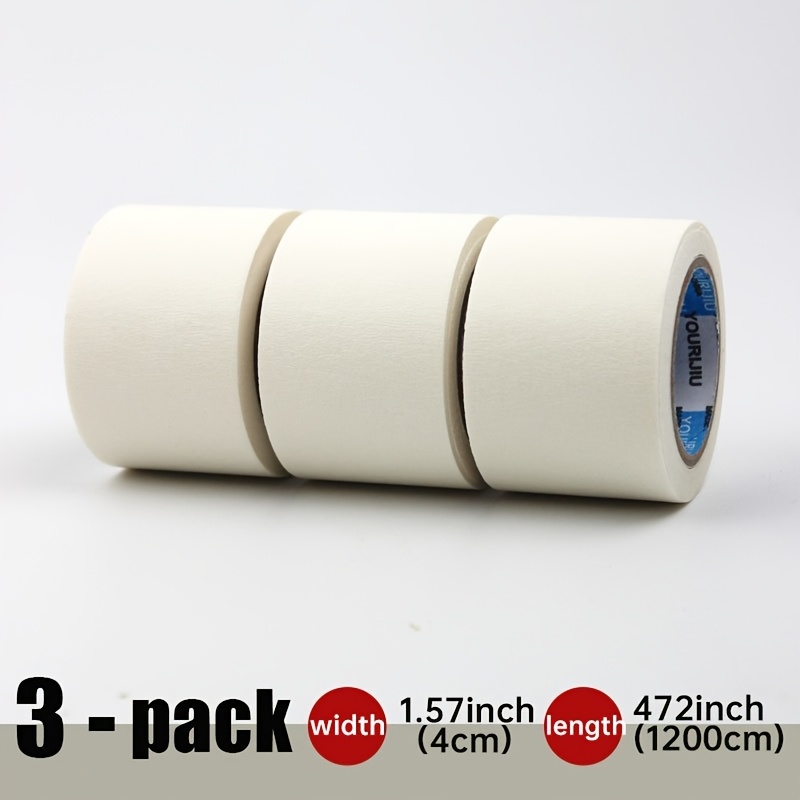 TEMU Ruban de masquage blanc ultra-large 4 cm, 3/6 rouleaux, ruban de haute capacité pour décoration et peinture, ruban de masquage pour détails