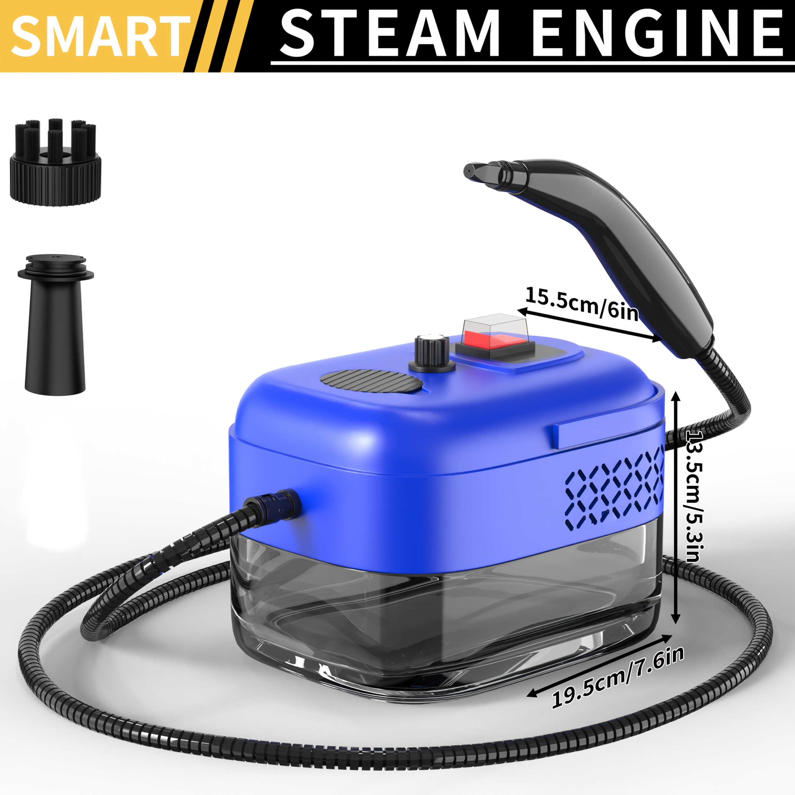 TEMU 1pc Handheld Portable Steam Cleaner High Temperature Pressurized Machine Set With Brush Head For Kitchen Furniture Bathroom Car