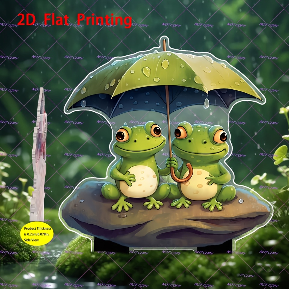 Image of 2d Flat, 2d Flat Printed Frog Sitting On Holding Garden Decoration , Suitable For Garden, Potted Plants, Lawn, And Gardening > Outdoor Decorations > Outdoor Holiday Decorations > (outdoor Holiday