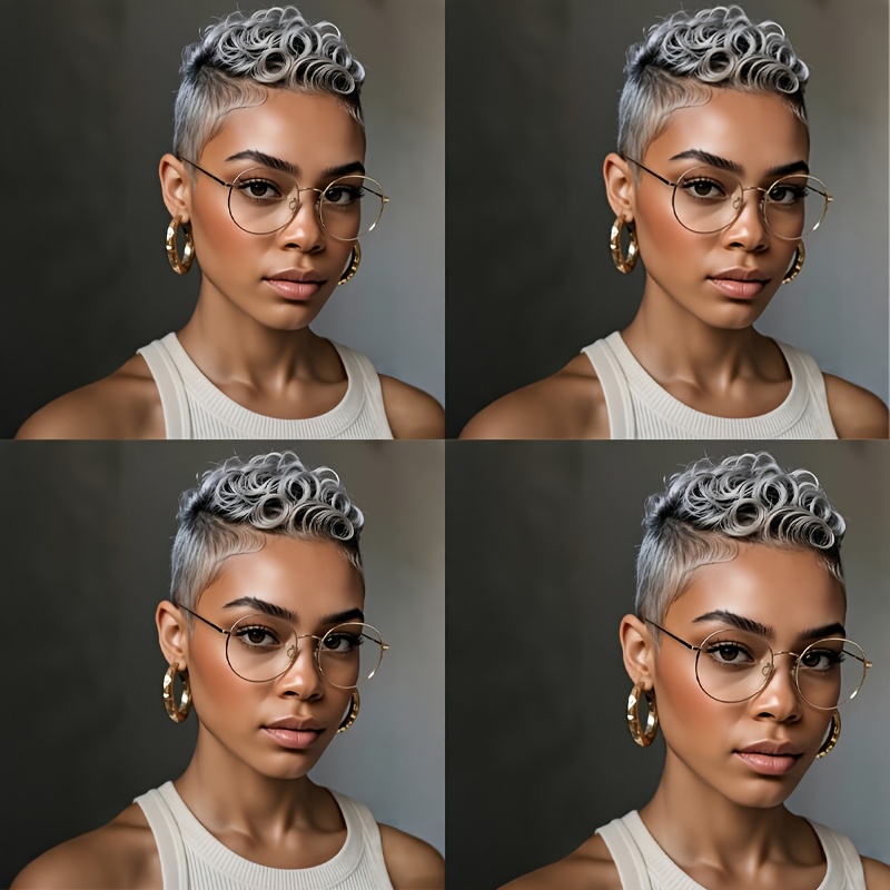 TEMU Mixed Gray Wig Short Cut Curly Wigs For Women Synthetic Wigs For Halloween, Christmas Party, Music Festivals Cosplay Hair Wigs