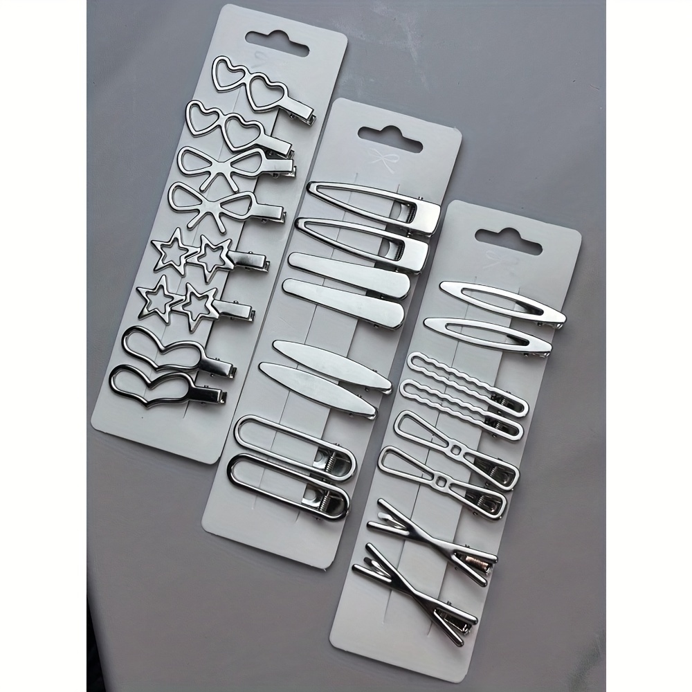 TEMU 24pcs Women's Silvery Cute Fashion Hair Clips, Short , Suitable For , Fashionable Hair Clips, Bangs Clip