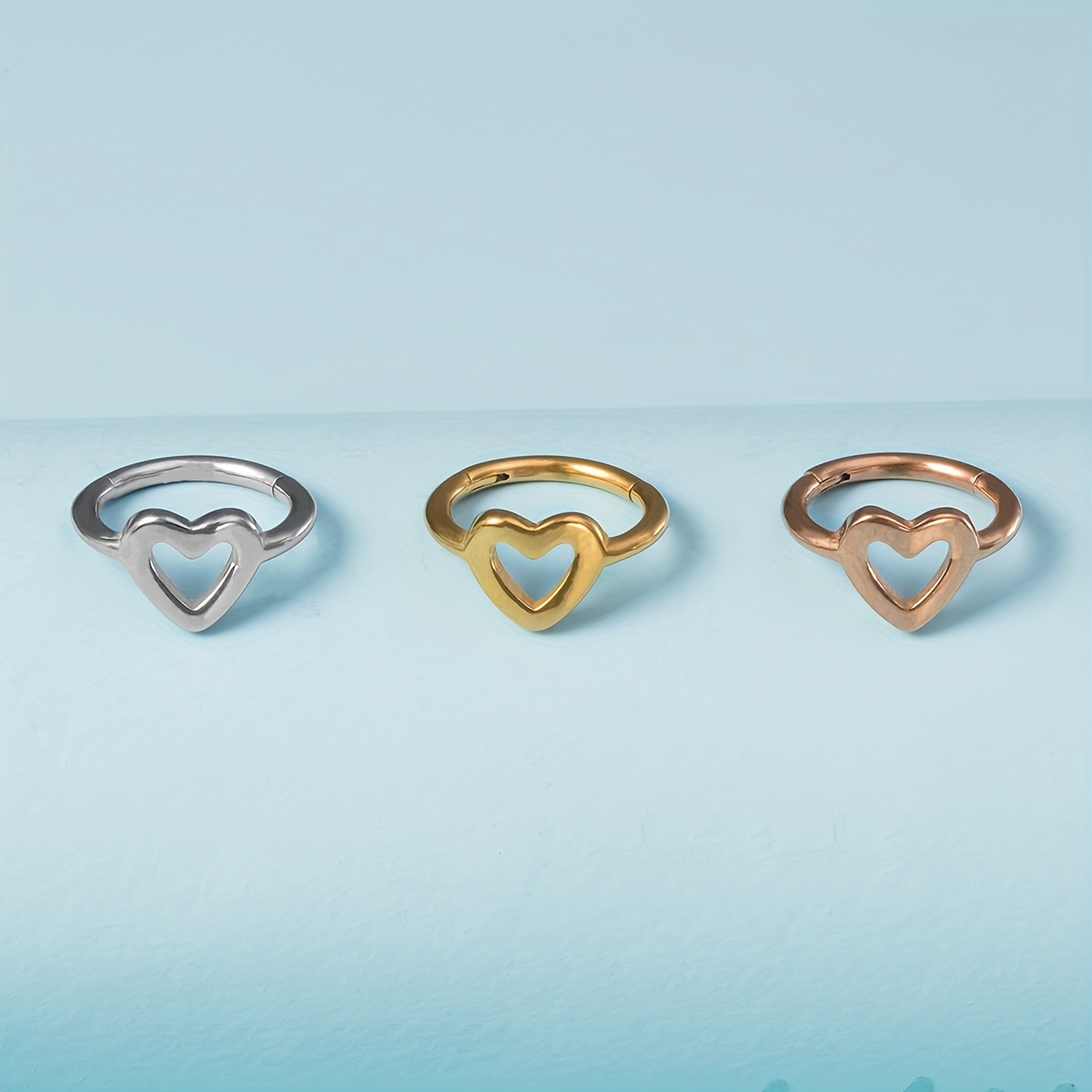 Women's Single Helix Hoop Earrings, Heart-Shaped Design