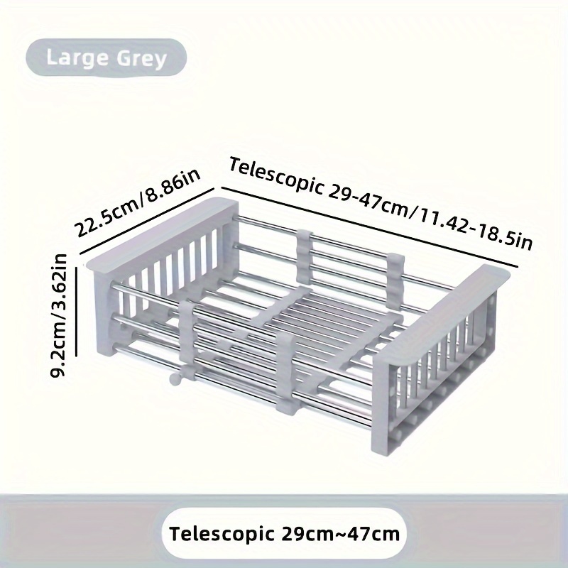 TEMU 1pc, Sink Colander, Vegetable Sink Washing Basket, Fruit Drain Basket Rack, Stainless Steel Drain Basket, Filter Basket, Adjustable Sink Rack,