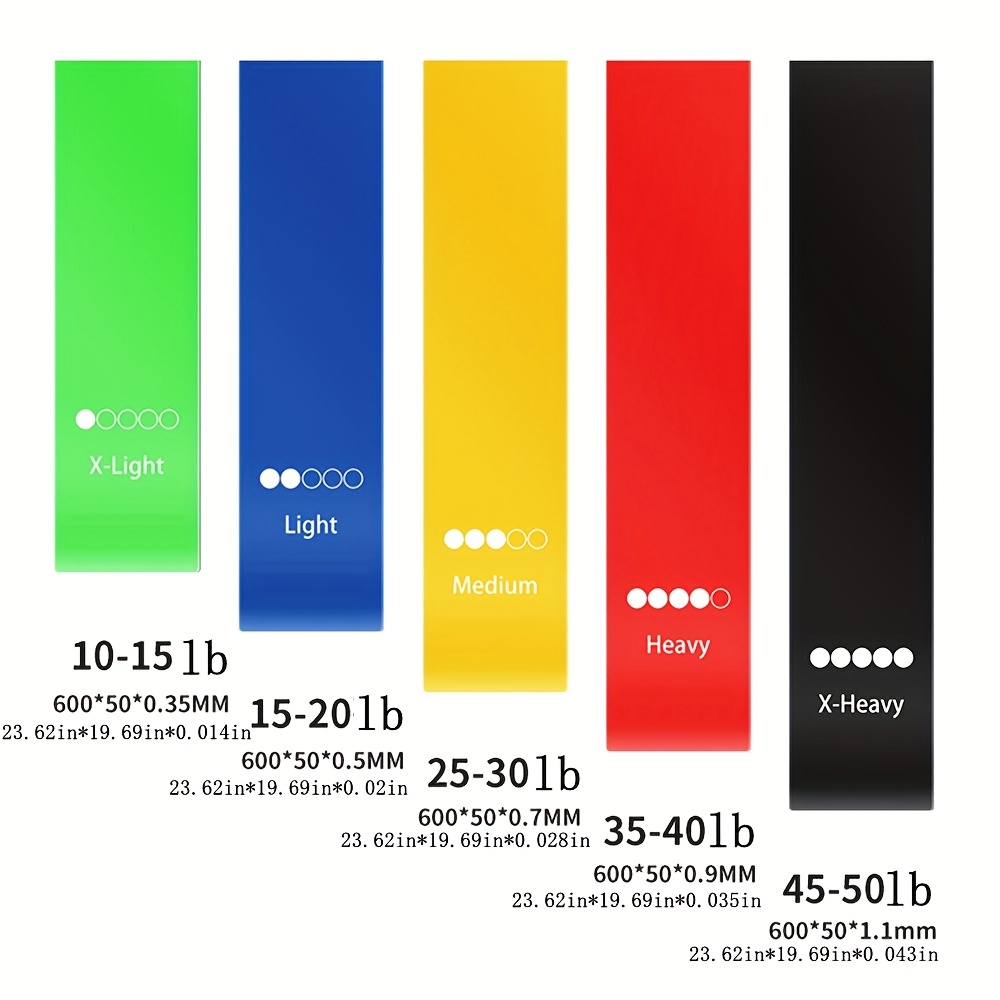 TEMU 5-pack Yoga Set - 10 - 50 Lbs Color-coded Fitness Bands For Strength Training, Home Workouts, Pilates & Physical Therapy | Skin-friendly Natural Latex, Non-slip Design |