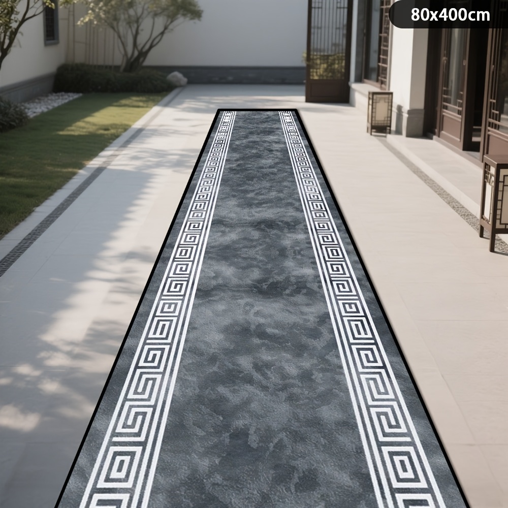 TEMU [] 1pc, New Chinese Style Area Long Carpet, Soft And Comfortable Bedroom Bedside Decorative Foot Pad, Practical Outdoor Courtyard Garden Balcony