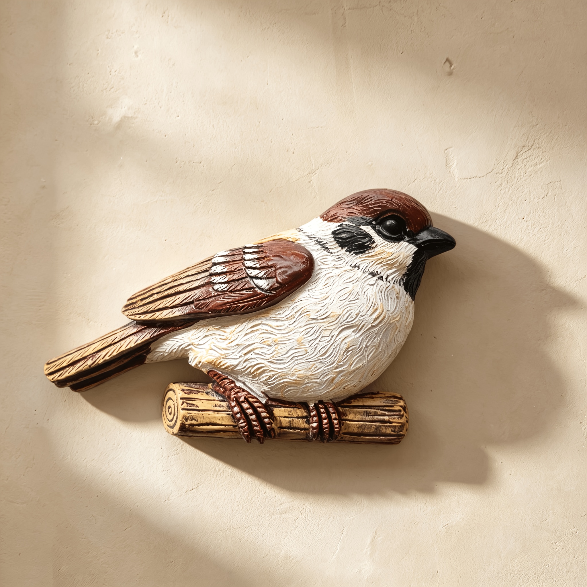 TEMU Resin 3d Branch Relief Wall Decor, Hand-painted Realistic Bird Wall Sculpture Pendant, Retro Hand-carved Texture, Countryside Ancient Wall Art